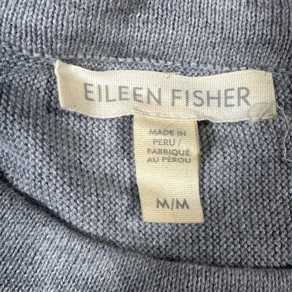 Eileen‎ Fisher Sweater Dress Women Medium Gray Organic Cotton Knit Long Sleeve - Picture 4 of 9